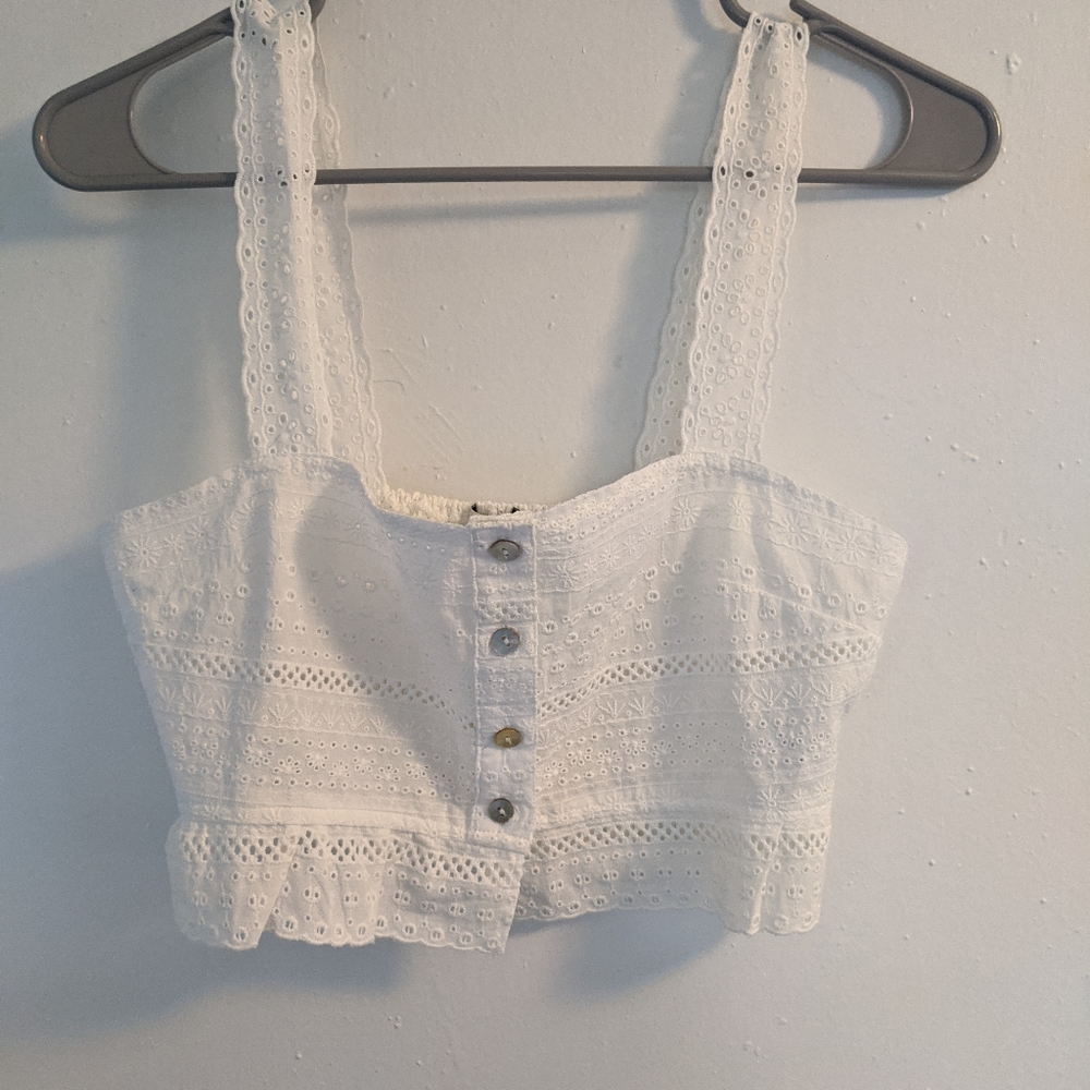 White lace crop top